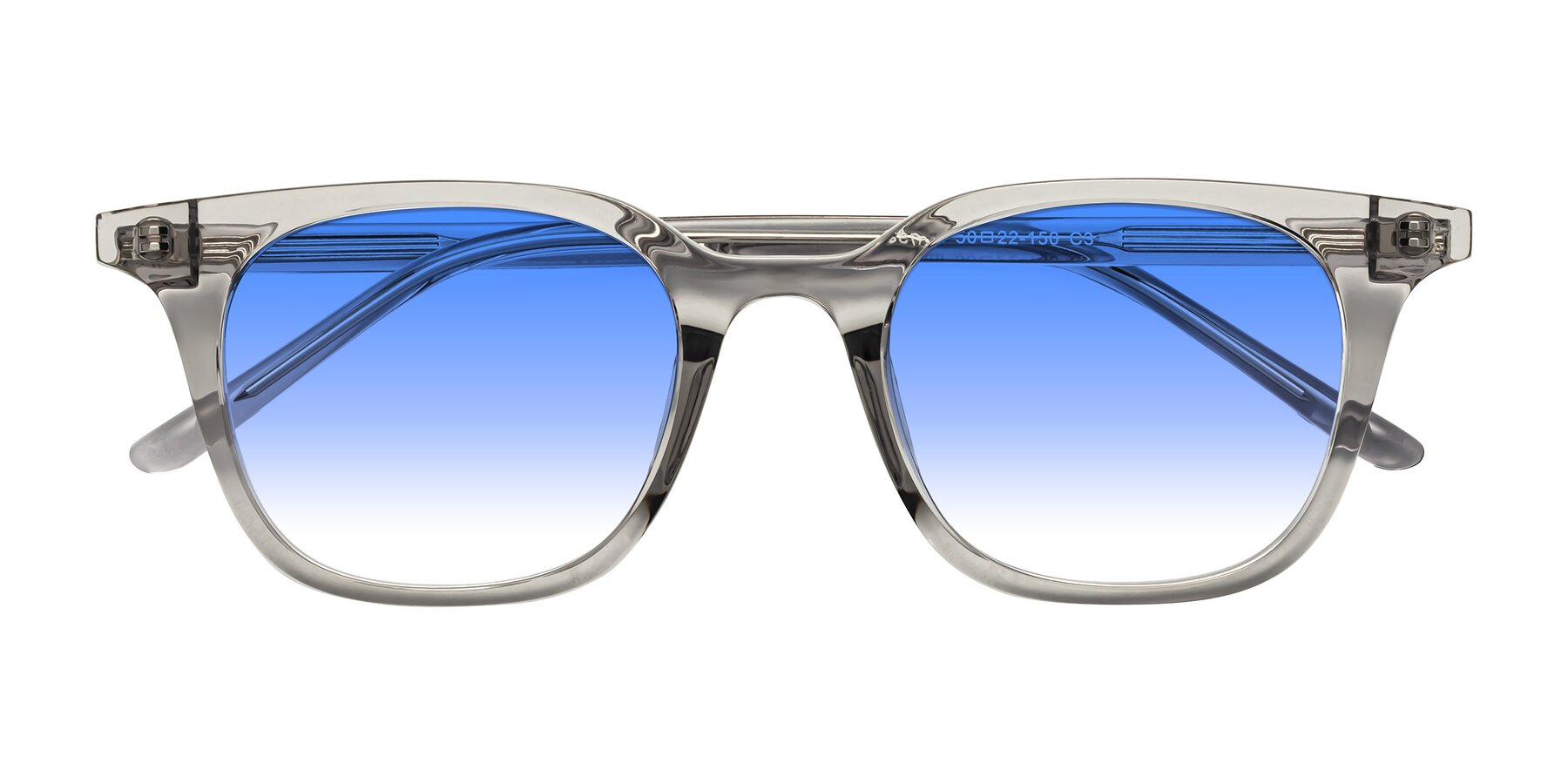 Folded Front of Gemini in Translucent Gray with Blue Gradient Lenses