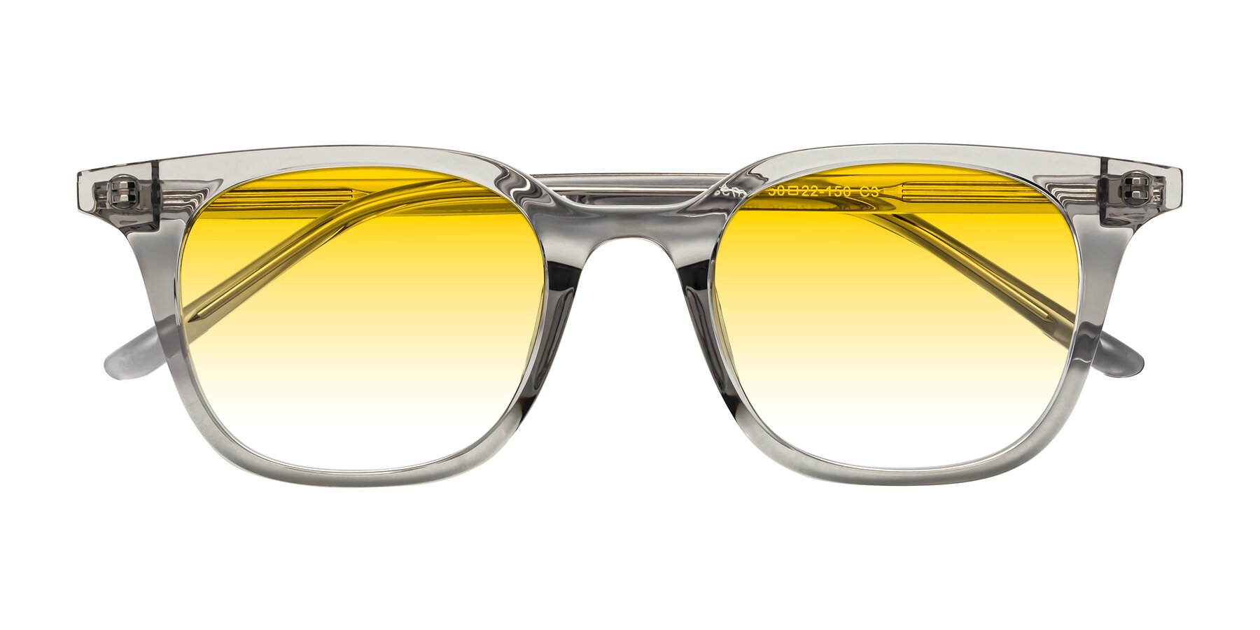 Folded Front of Gemini in Translucent Gray with Yellow Gradient Lenses