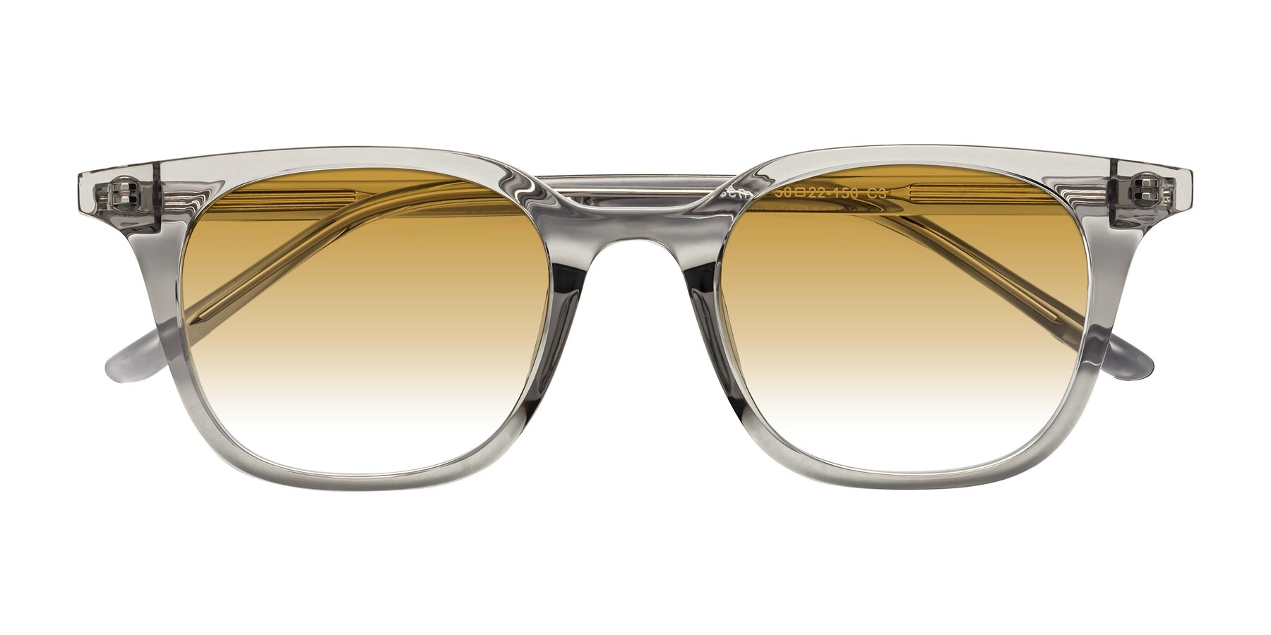 Folded Front of Gemini in Translucent Gray with Champagne Gradient Lenses