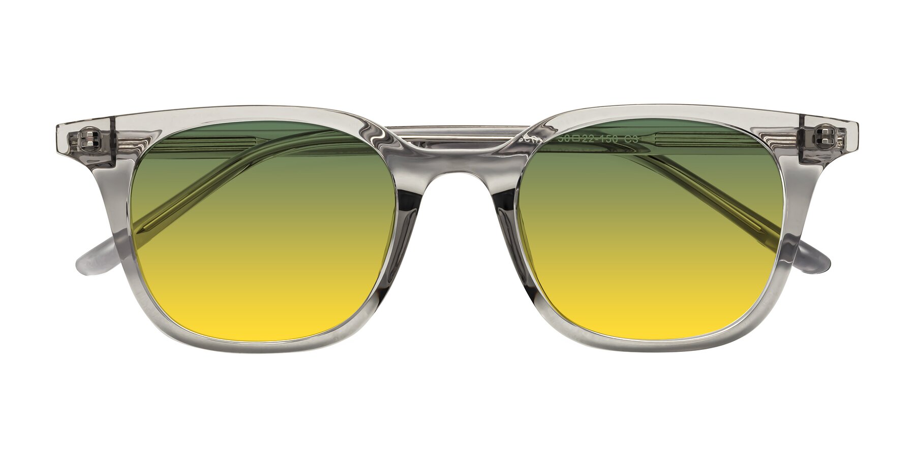 Folded Front of Gemini in Translucent Gray with Green / Yellow Gradient Lenses