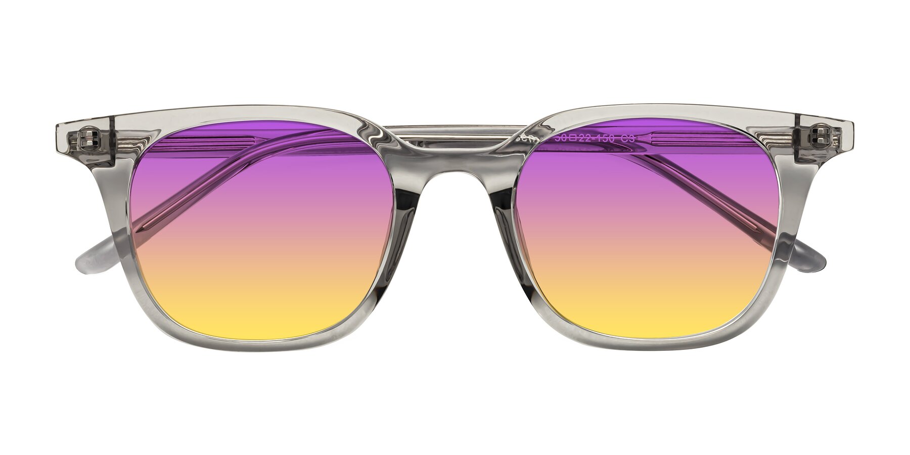 Folded Front of Gemini in Translucent Gray with Purple / Yellow Gradient Lenses