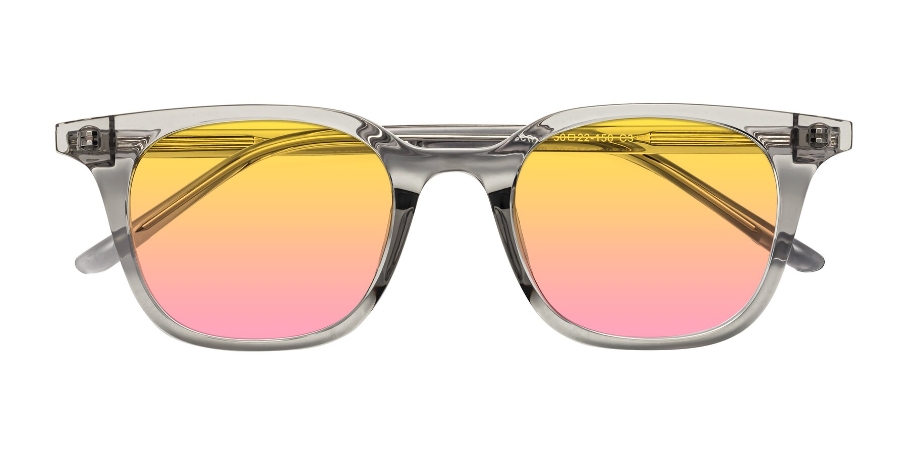 Folded Front of Gemini in Translucent Gray with Yellow / Pink Gradient Lenses