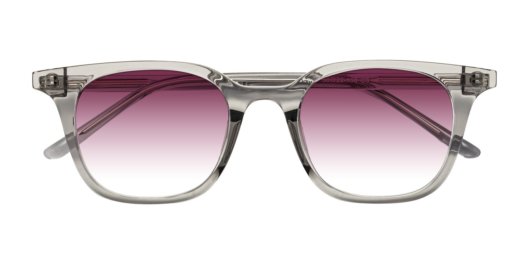 Folded Front of Gemini in Translucent Gray with Wine Gradient Lenses