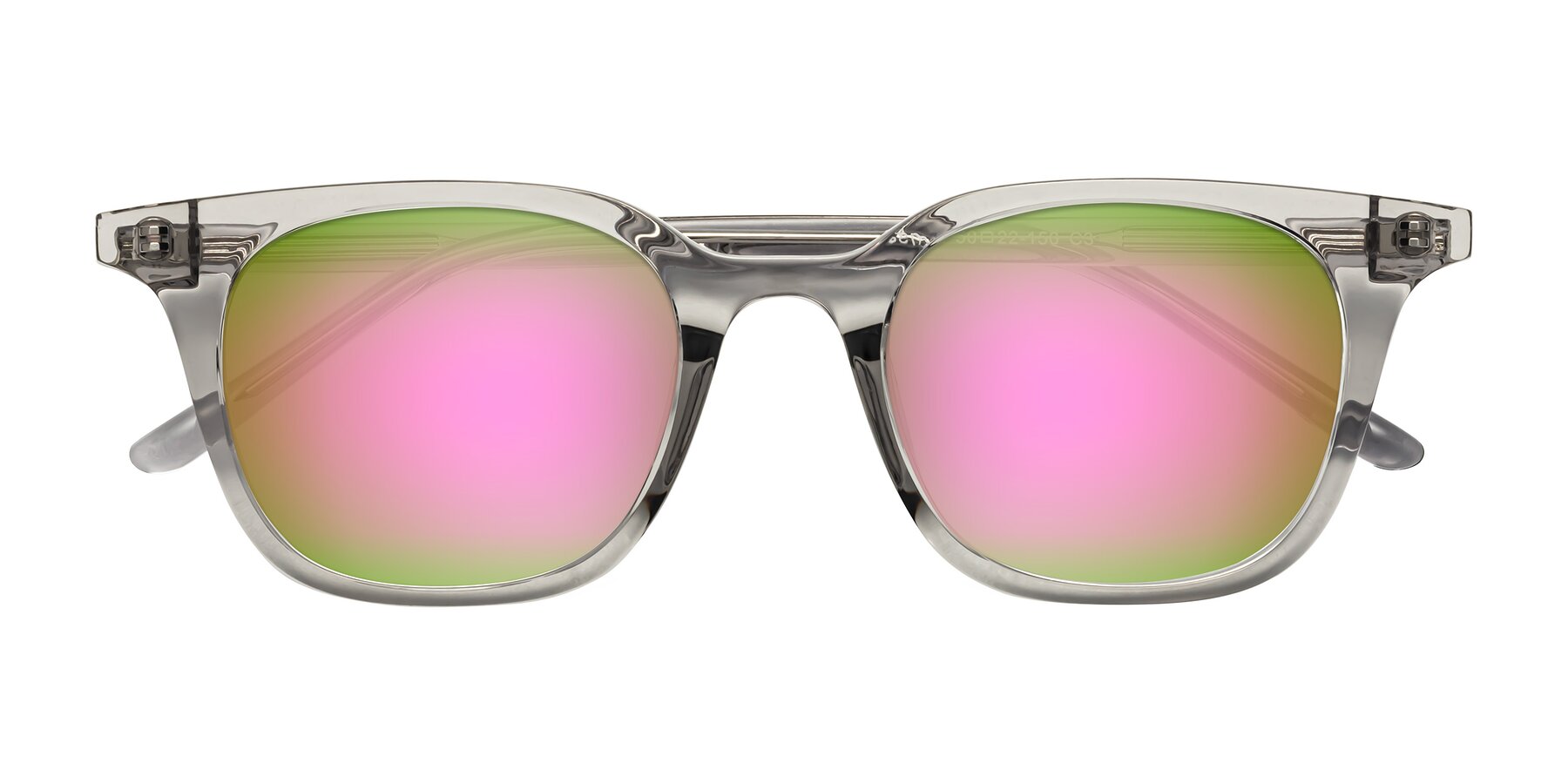 Folded Front of Gemini in Translucent Gray with Pink Mirrored Lenses