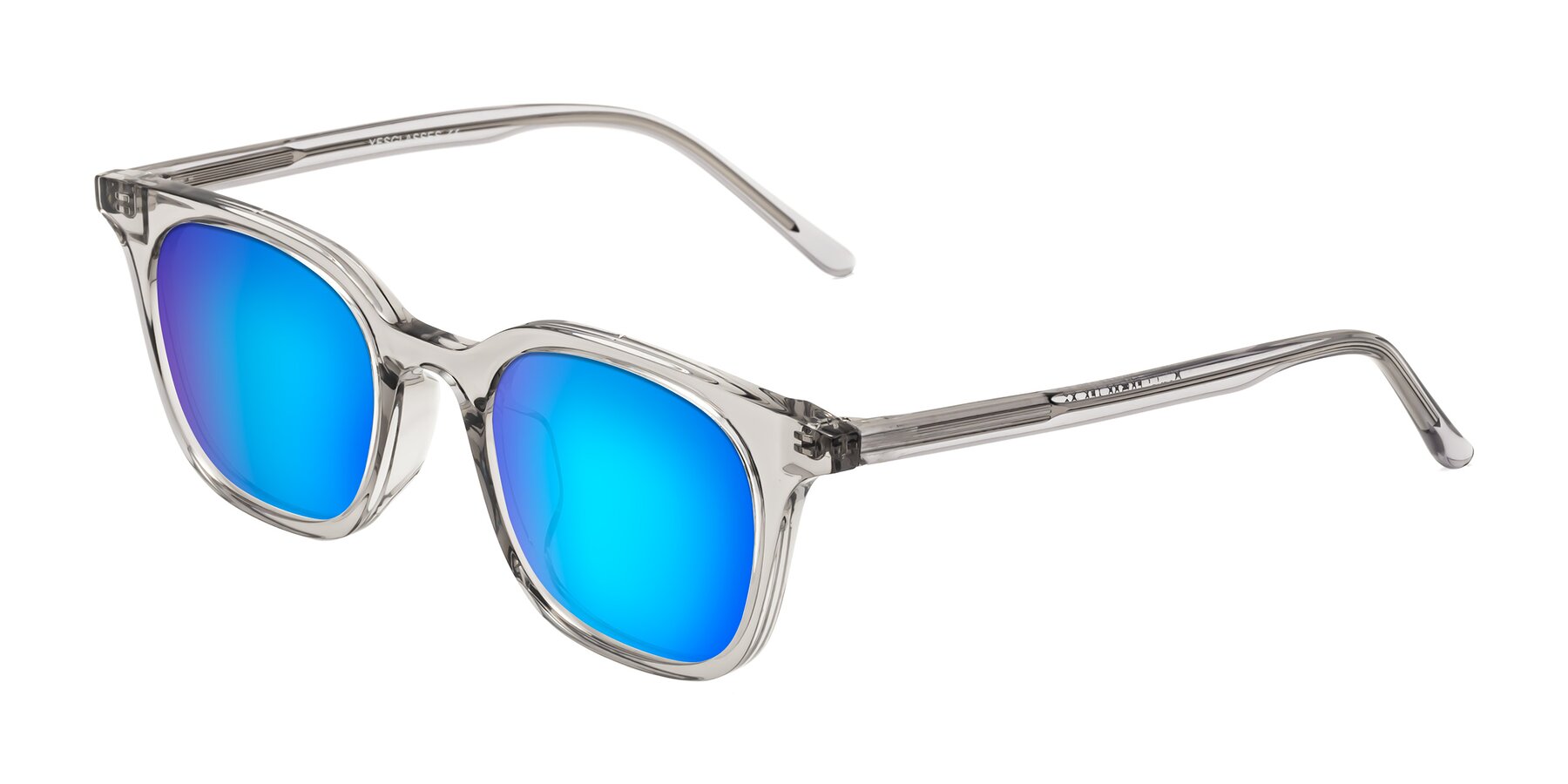 Angle of Gemini in Translucent Gray with Blue Mirrored Lenses