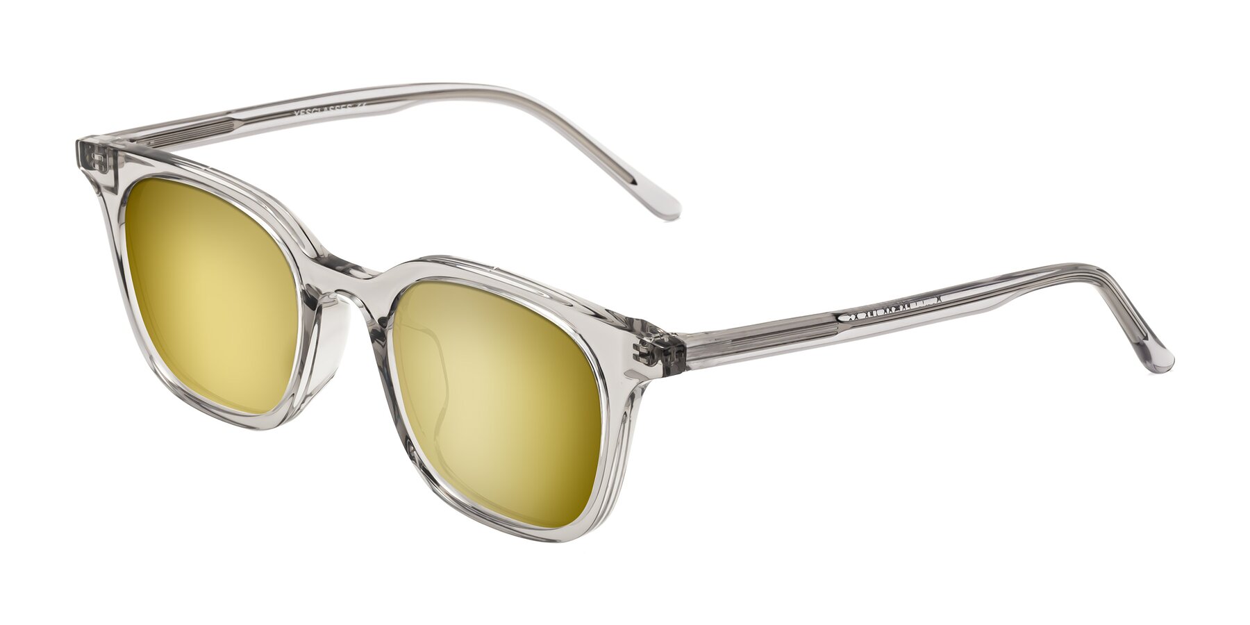 Angle of Gemini in Translucent Gray with Gold Mirrored Lenses