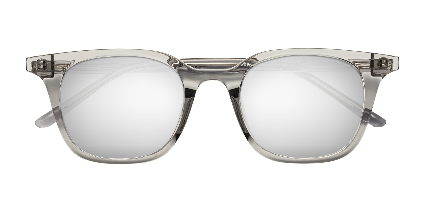 Folded Front of Gemini in Translucent Gray with Silver Mirrored Lenses