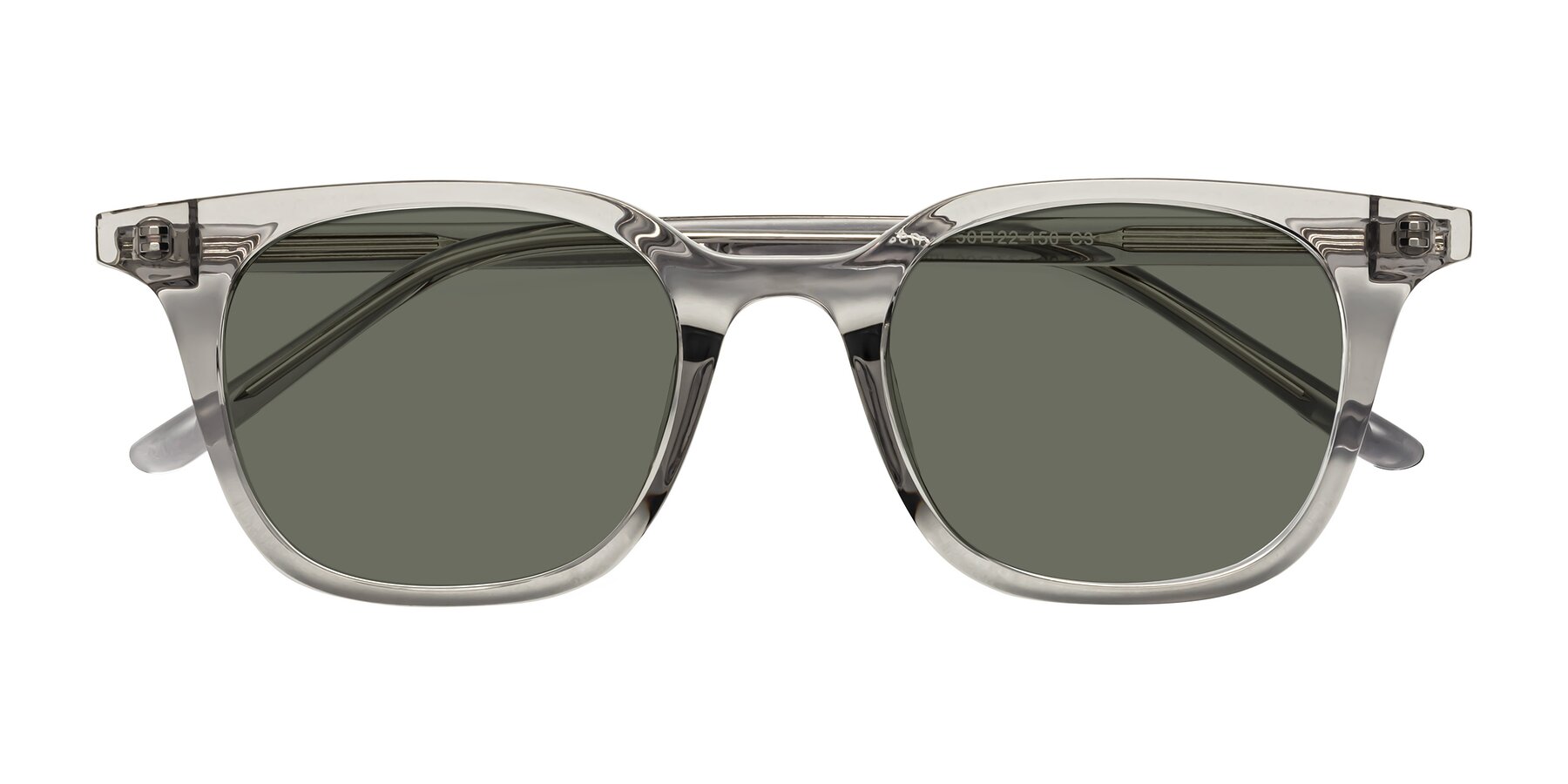 Folded Front of Gemini in Translucent Gray with Gray Polarized Lenses