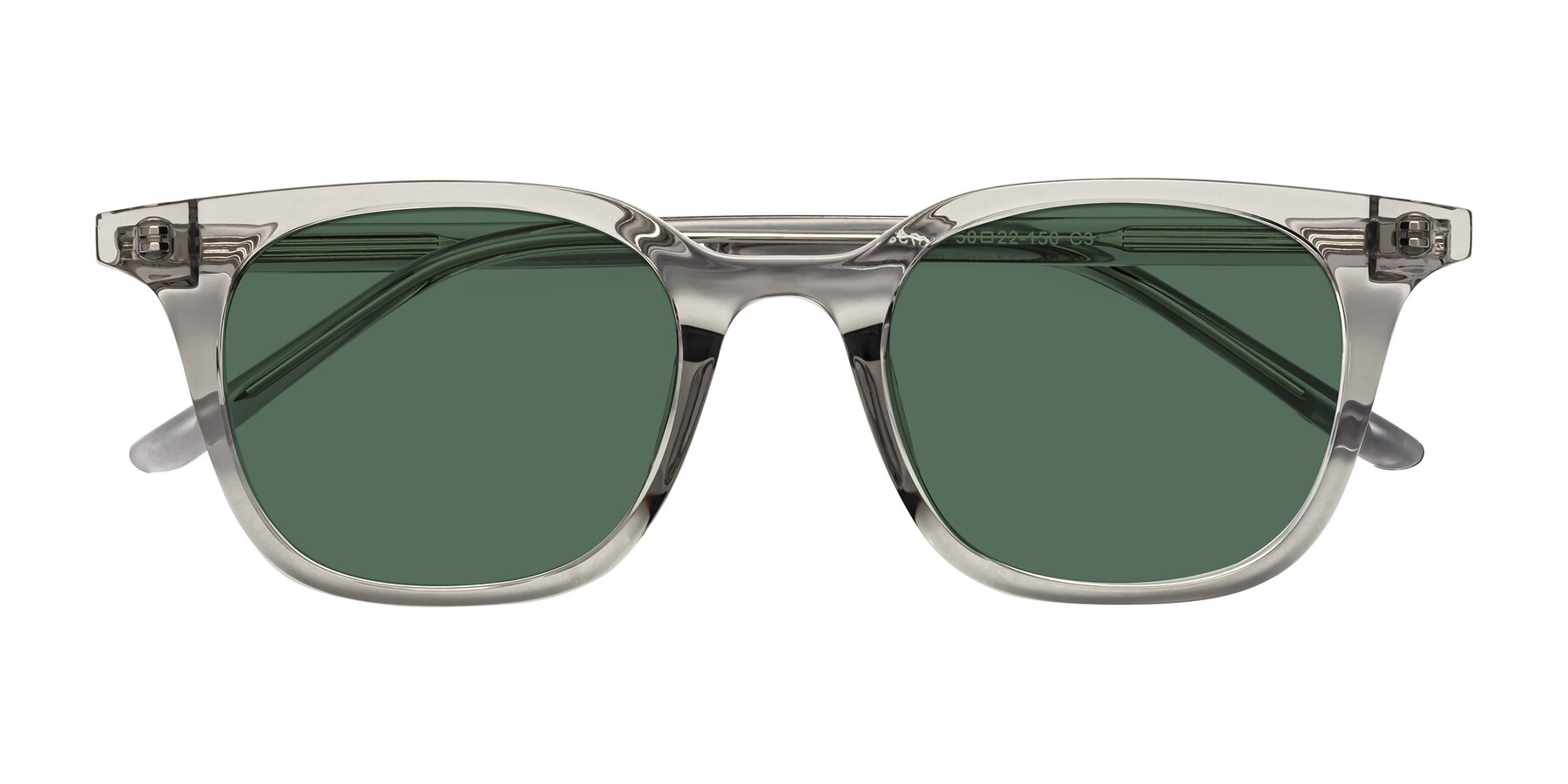 Folded Front of Gemini in Translucent Gray with Green Polarized Lenses