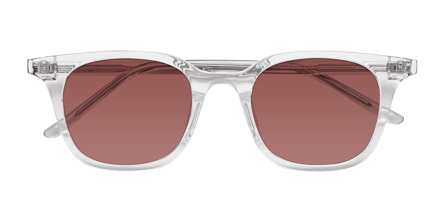 Folded Front of Gemini in Clear with Garnet Tinted Lenses