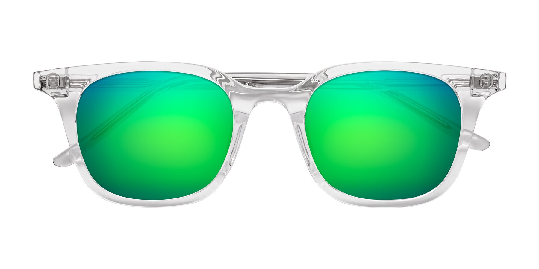 Folded Front of Gemini in Clear with Green Mirrored Lenses