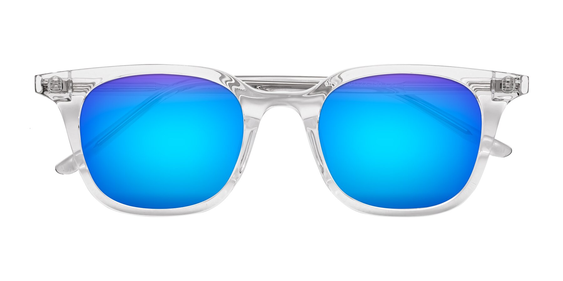Folded Front of Gemini in Clear with Blue Mirrored Lenses