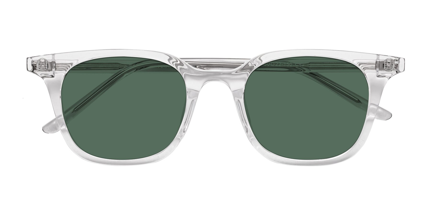 Folded Front of Gemini in Clear with Green Polarized Lenses