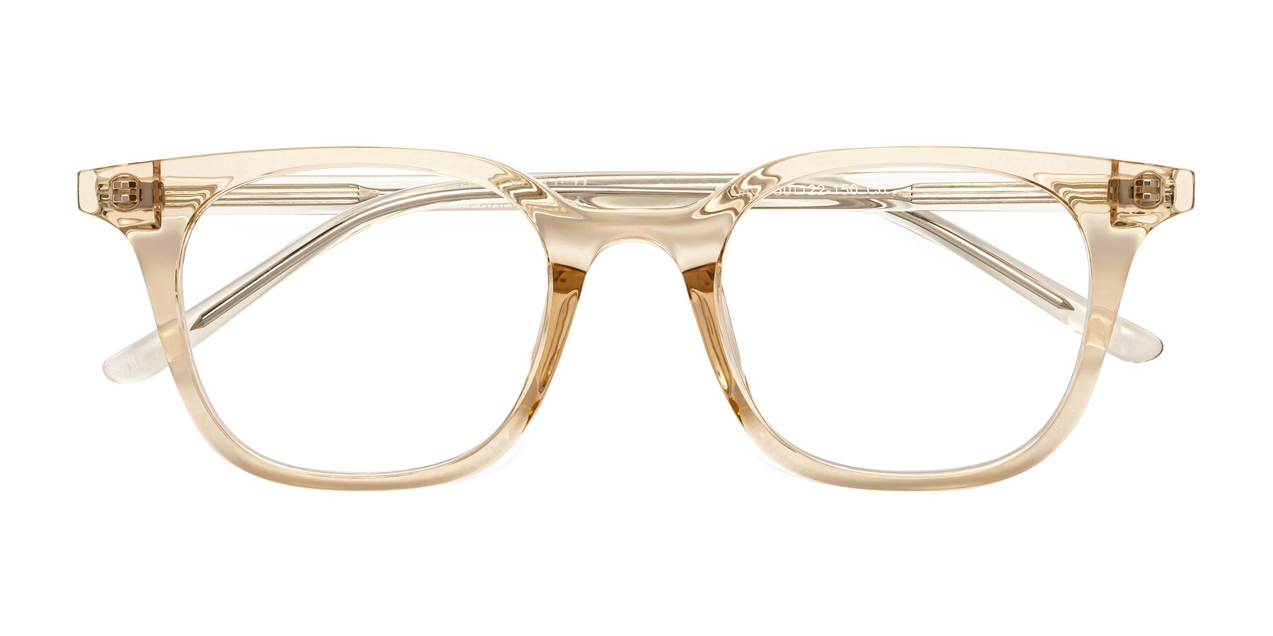 Folded Front of Gemini in Champagne with Clear Blue Light Blocking Lenses