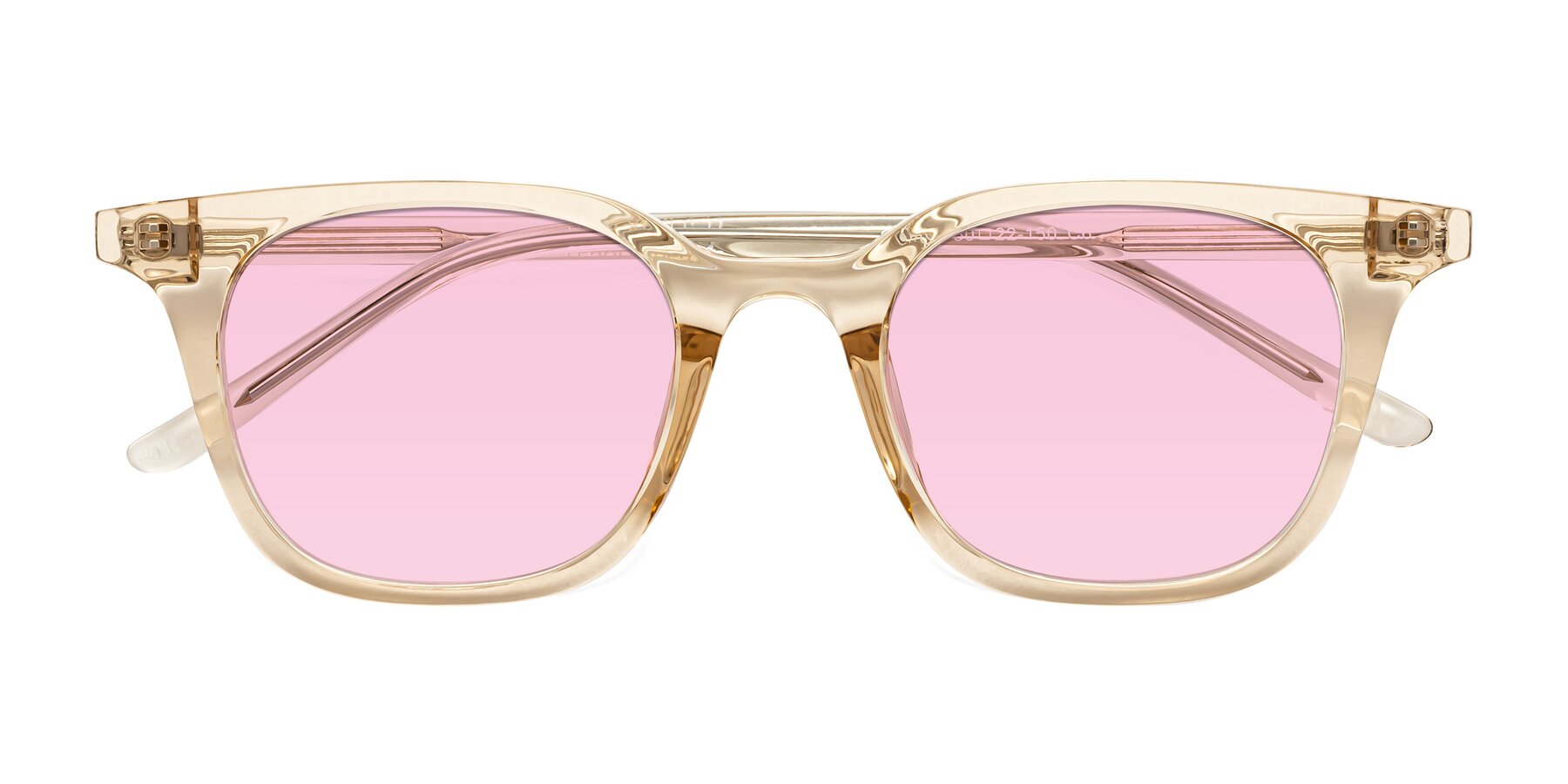 Folded Front of Gemini in Champagne with Light Pink Tinted Lenses