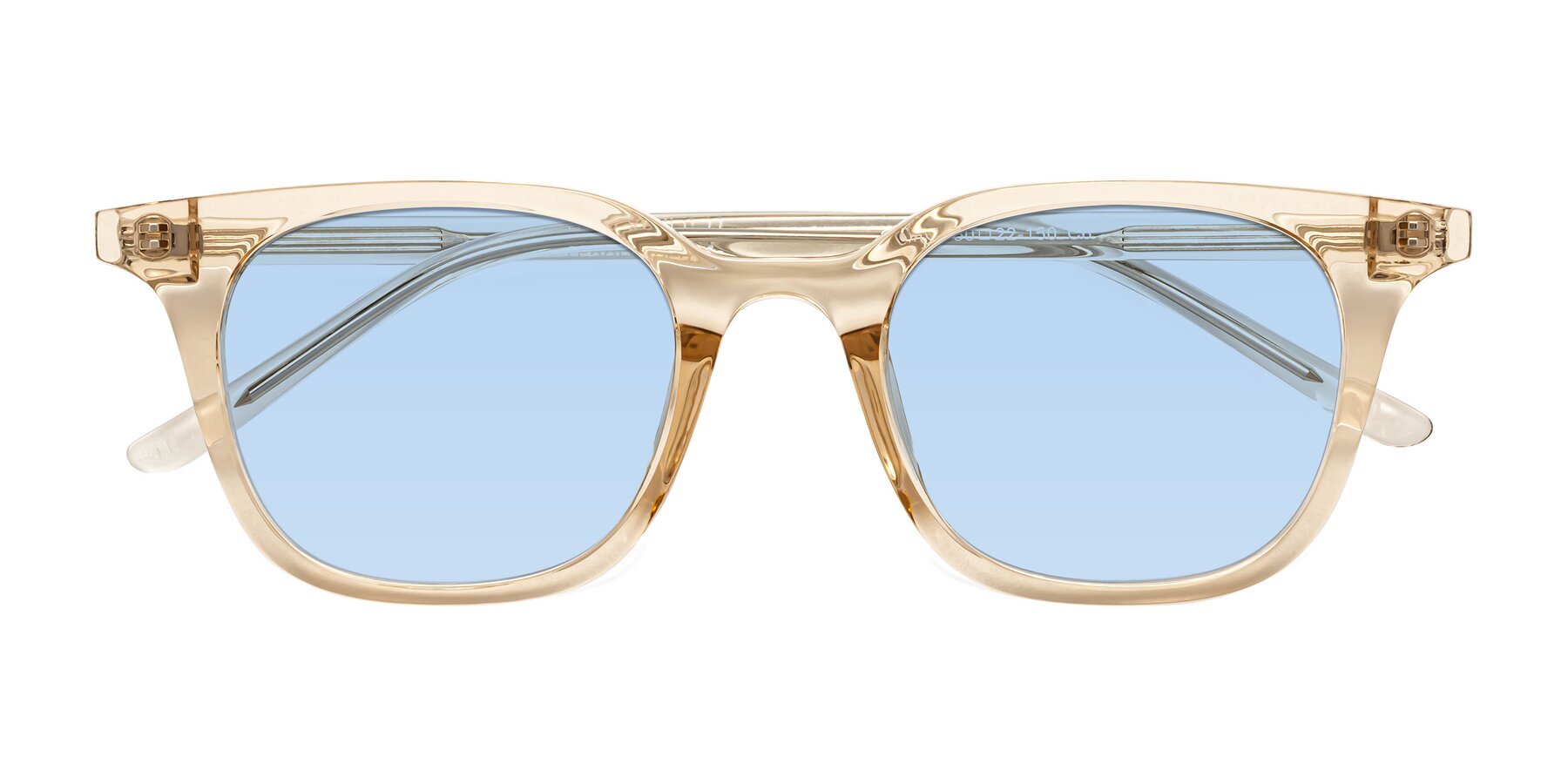 Folded Front of Gemini in Champagne with Light Blue Tinted Lenses