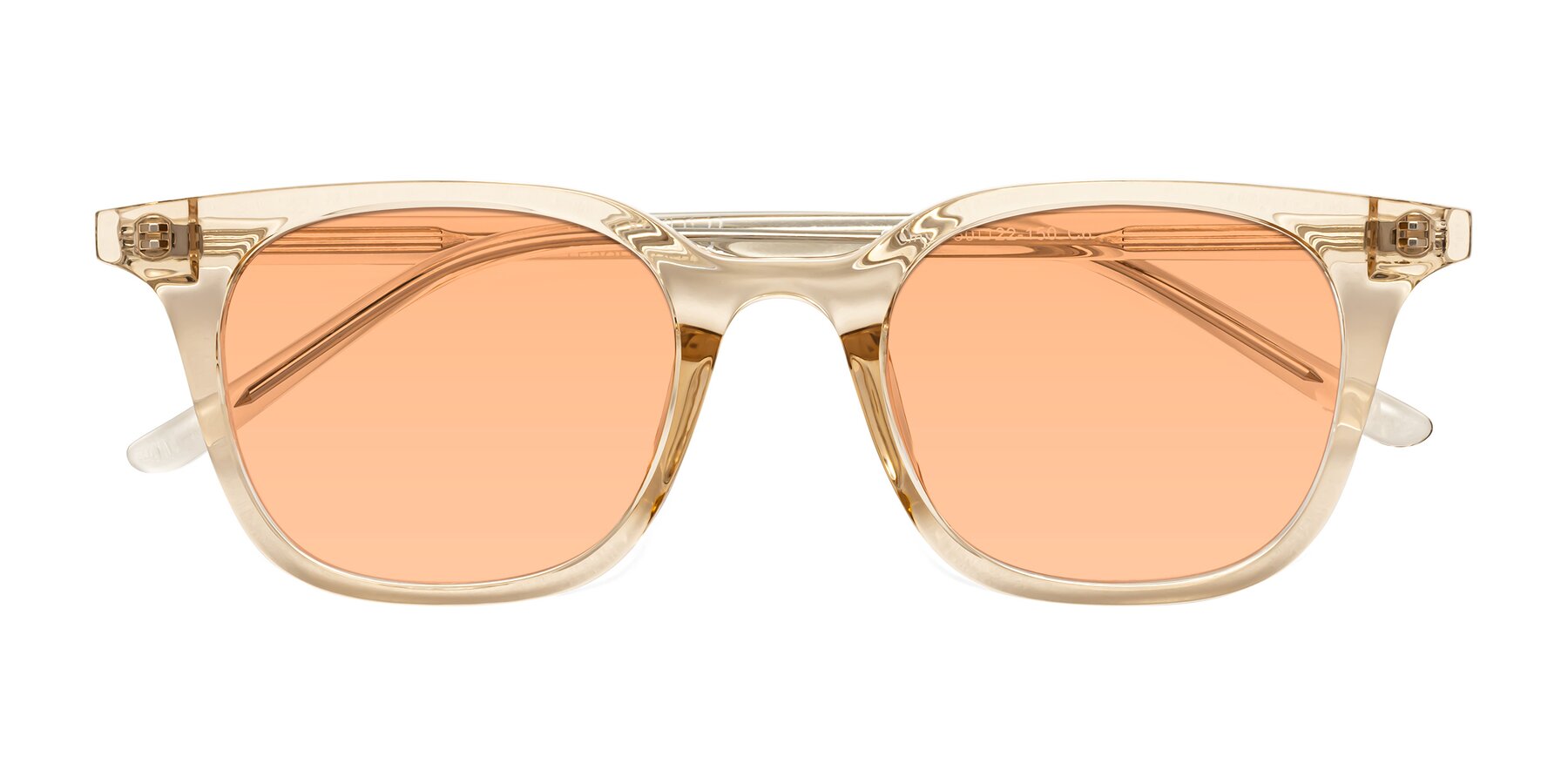 Folded Front of Gemini in Champagne with Light Orange Tinted Lenses