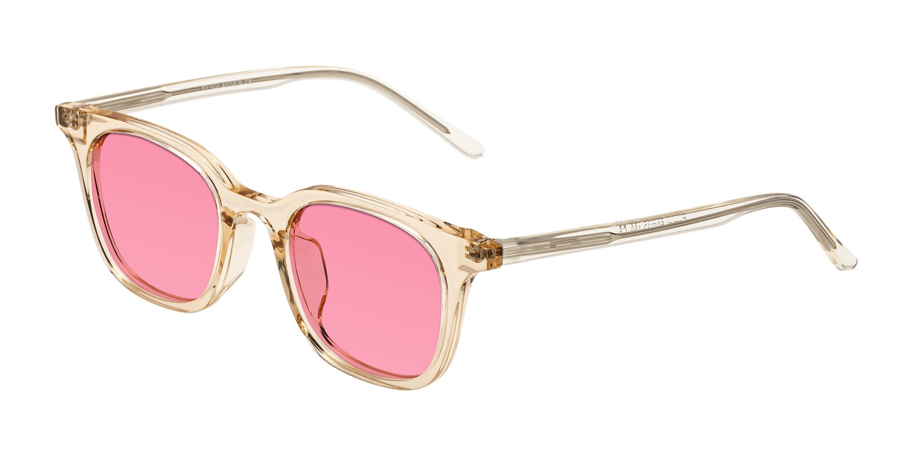Angle of Gemini in Champagne with Pink Tinted Lenses