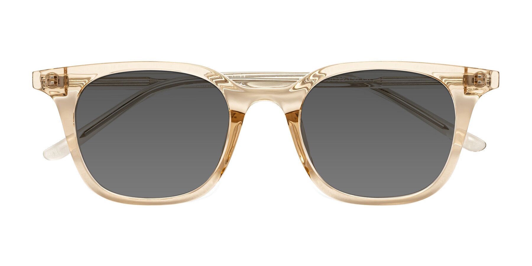 Folded Front of Gemini in Champagne with Medium Gray Tinted Lenses