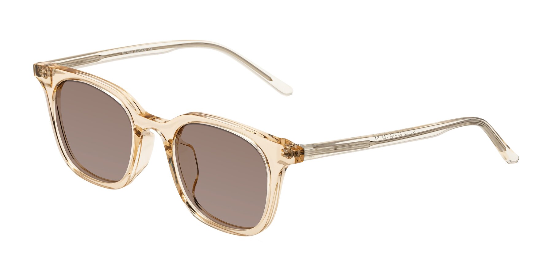 Angle of Gemini in Champagne with Medium Brown Tinted Lenses