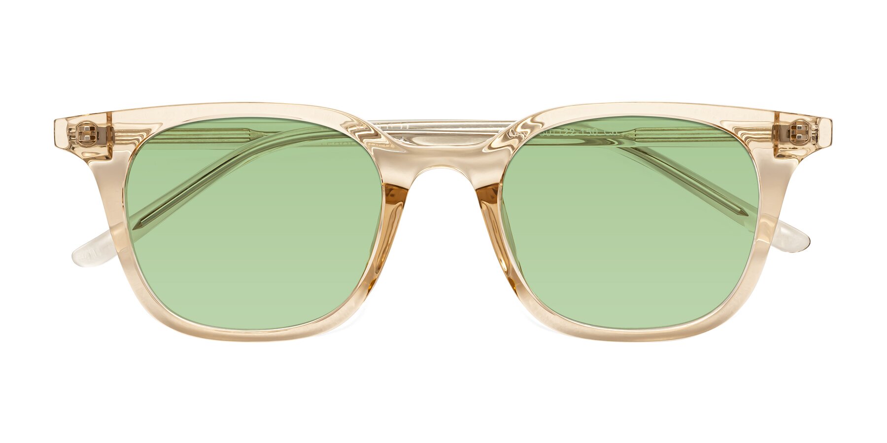 Folded Front of Gemini in Champagne with Medium Green Tinted Lenses