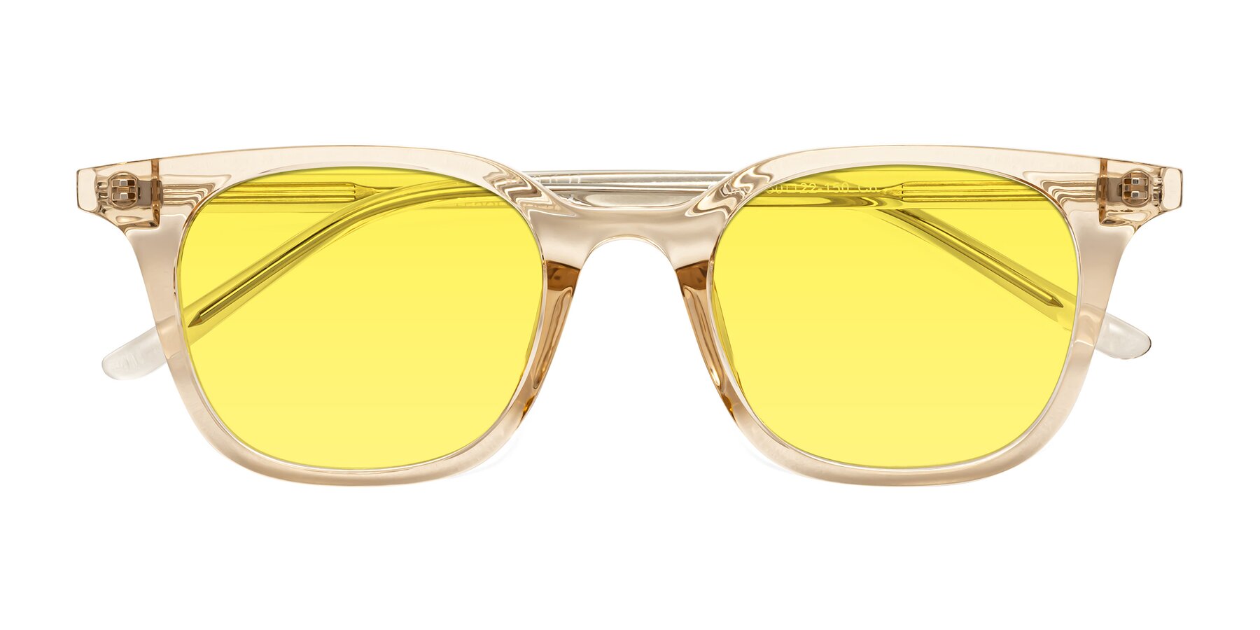 Folded Front of Gemini in Champagne with Medium Yellow Tinted Lenses