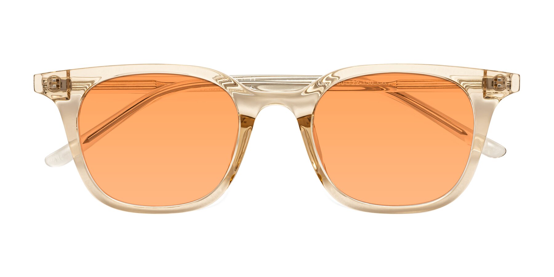 Folded Front of Gemini in Champagne with Medium Orange Tinted Lenses