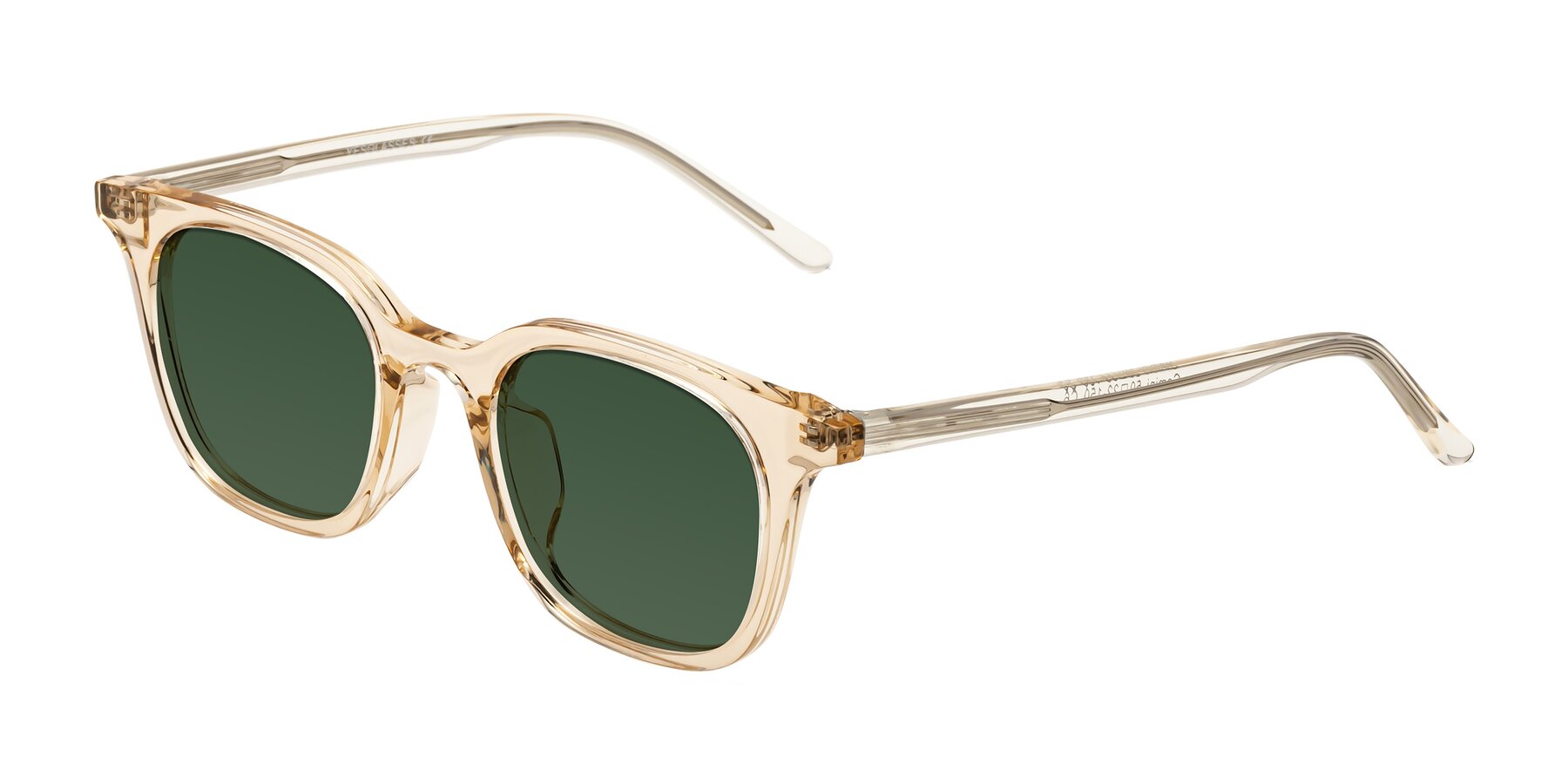 Angle of Gemini in Champagne with Green Tinted Lenses