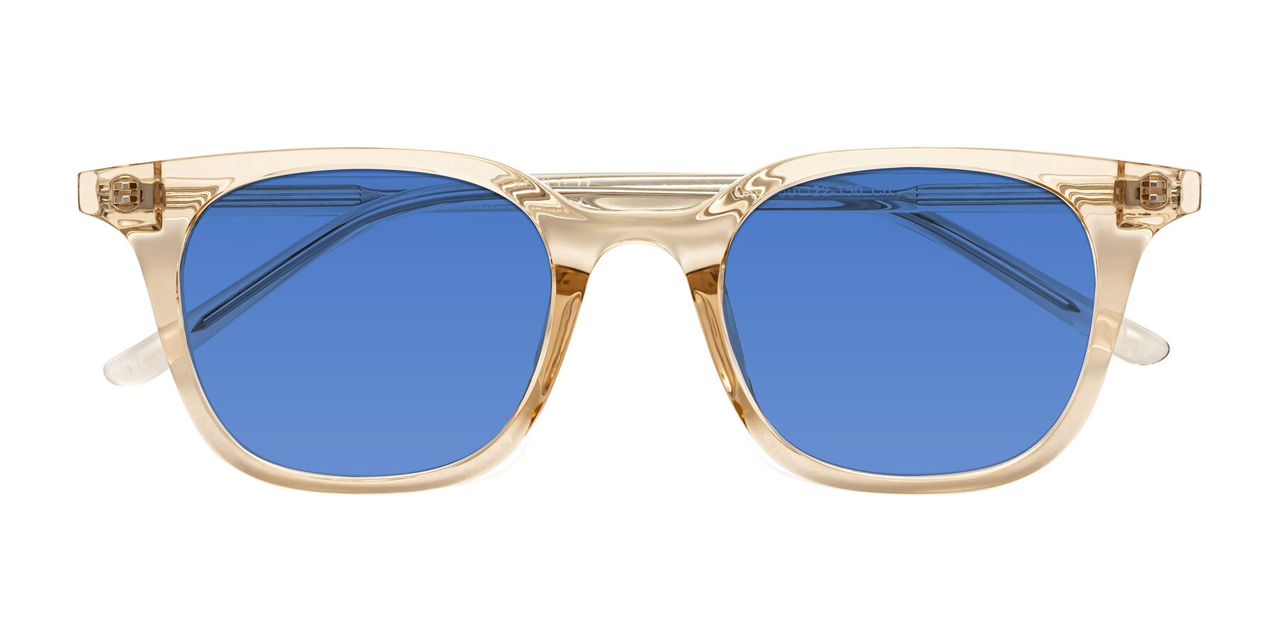 Folded Front of Gemini in Champagne with Blue Tinted Lenses