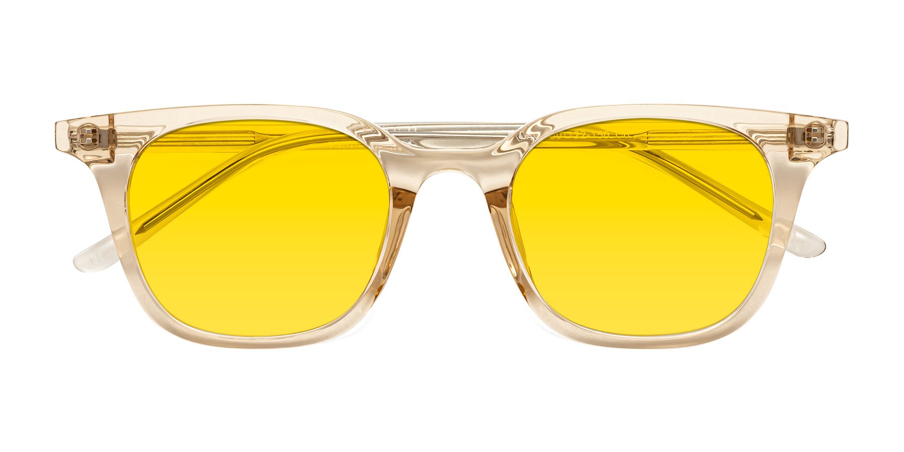 Folded Front of Gemini in Champagne with Yellow Tinted Lenses