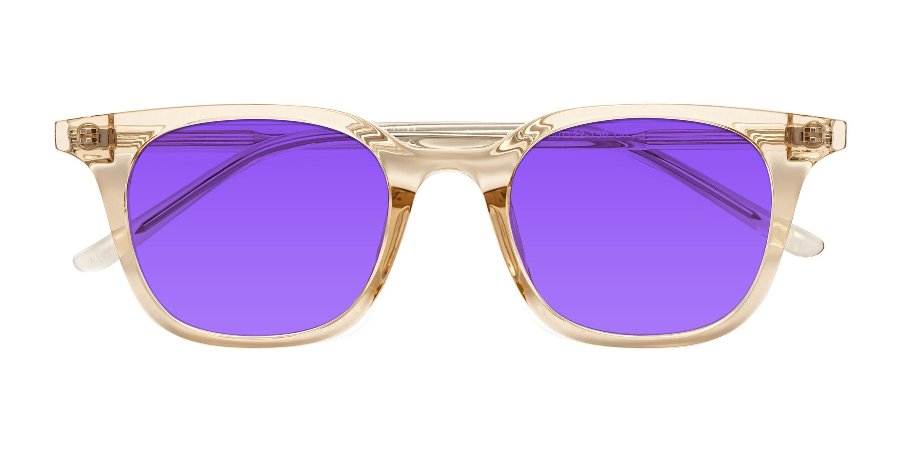 Folded Front of Gemini in Champagne with Purple Tinted Lenses