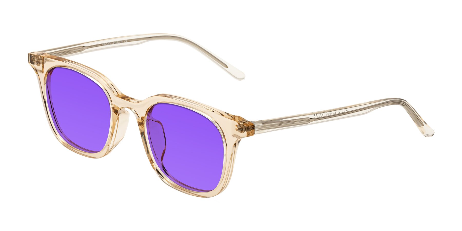 Angle of Gemini in Champagne with Purple Tinted Lenses