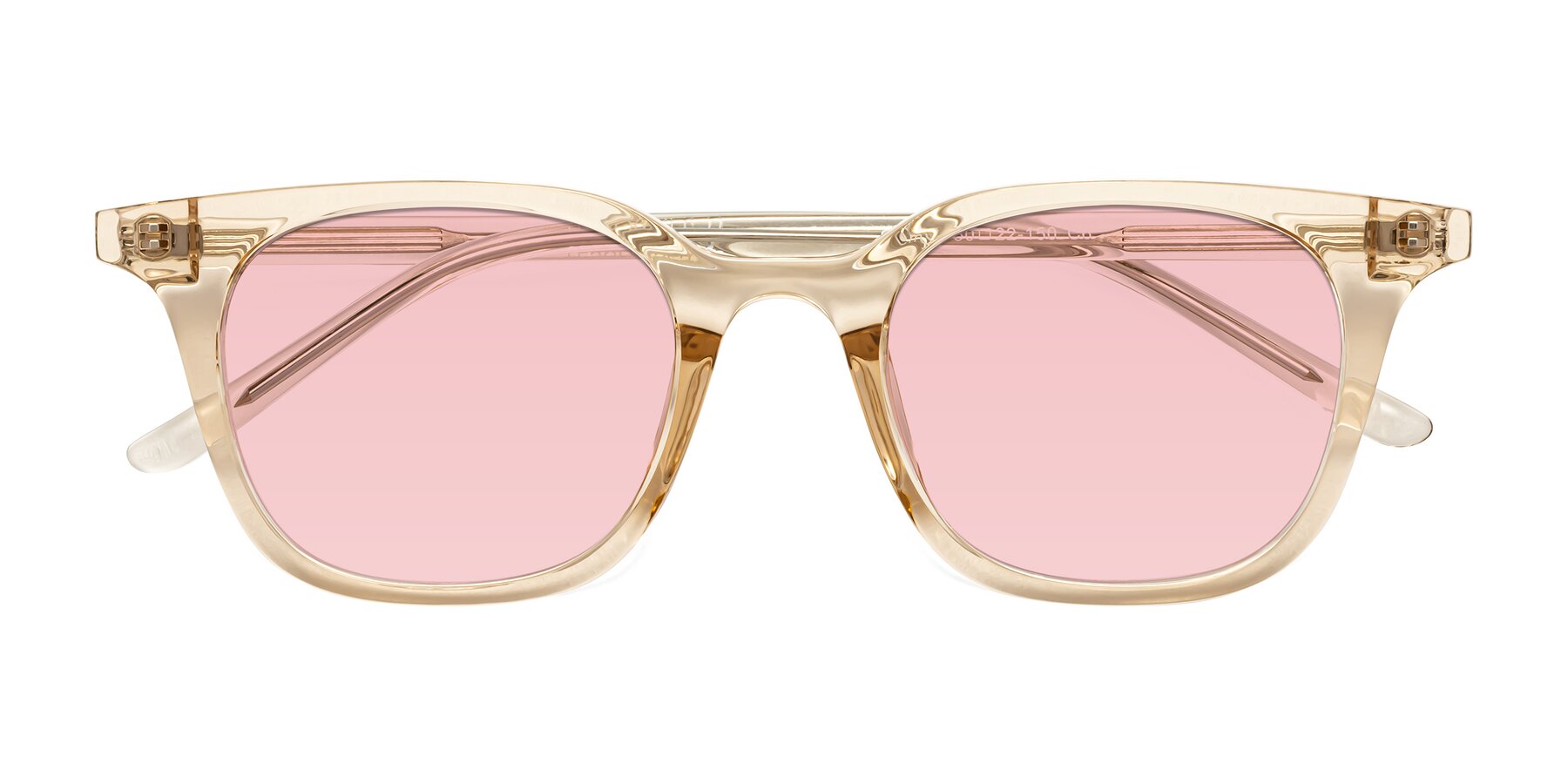 Folded Front of Gemini in Champagne with Light Garnet Tinted Lenses