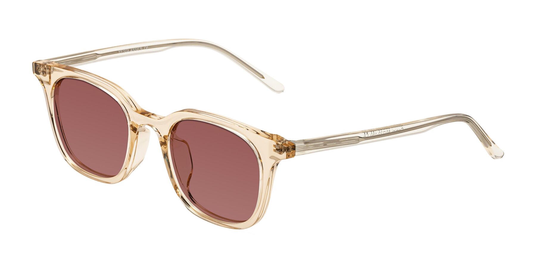 Angle of Gemini in Champagne with Garnet Tinted Lenses