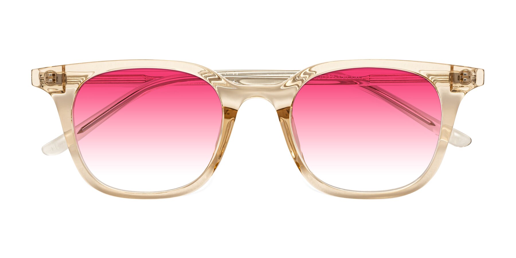 Folded Front of Gemini in Champagne with Pink Gradient Lenses
