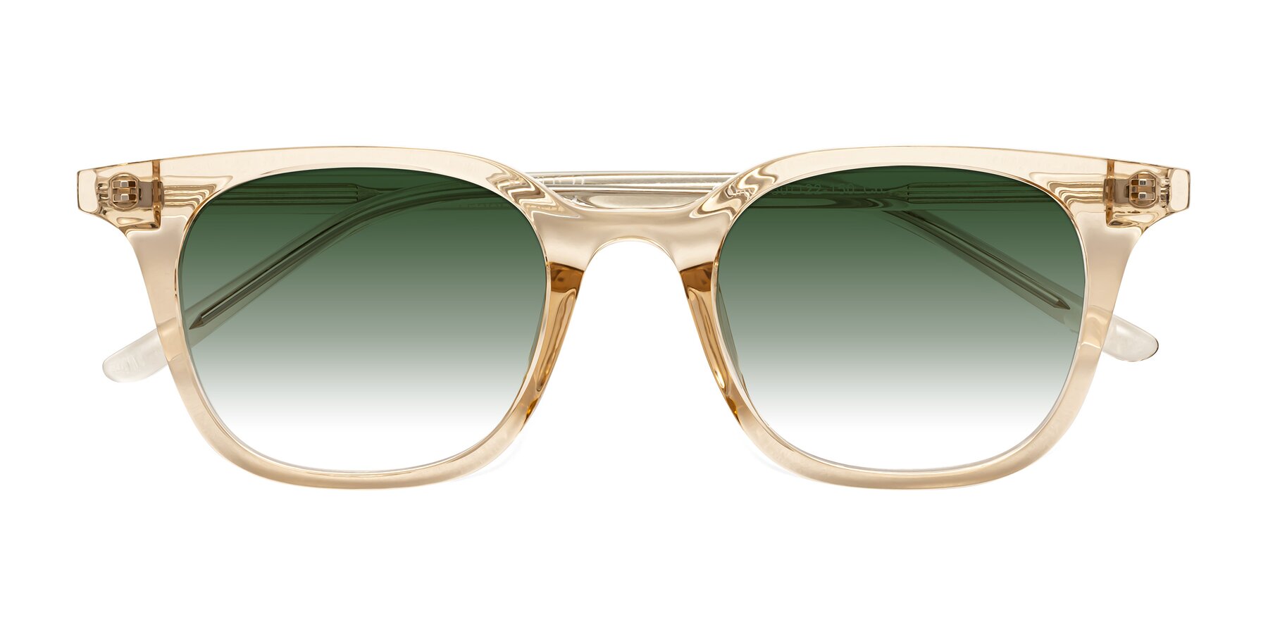 Folded Front of Gemini in Champagne with Green Gradient Lenses