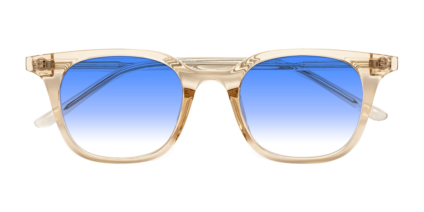 Folded Front of Gemini in Champagne with Blue Gradient Lenses