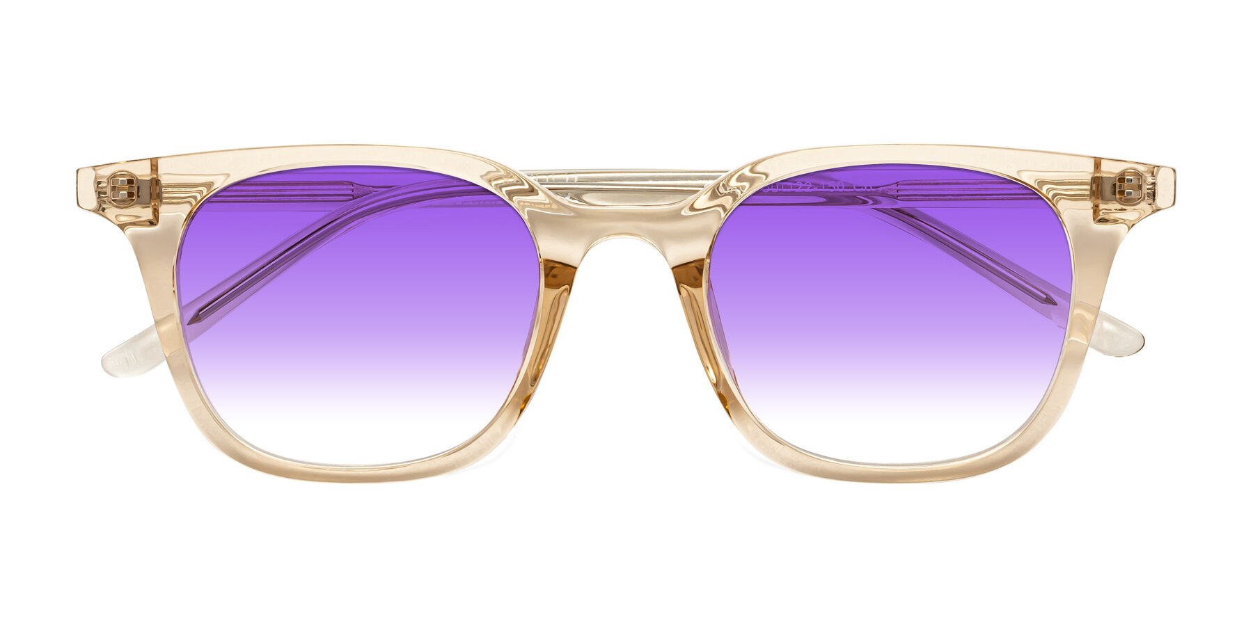 Folded Front of Gemini in Champagne with Purple Gradient Lenses