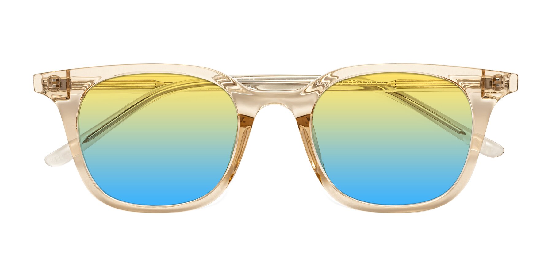 Folded Front of Gemini in Champagne with Yellow / Blue Gradient Lenses