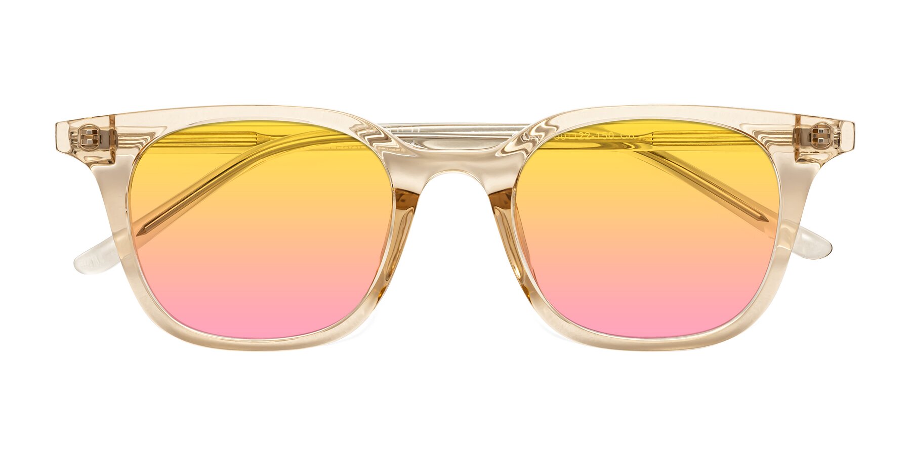 Folded Front of Gemini in Champagne with Yellow / Pink Gradient Lenses