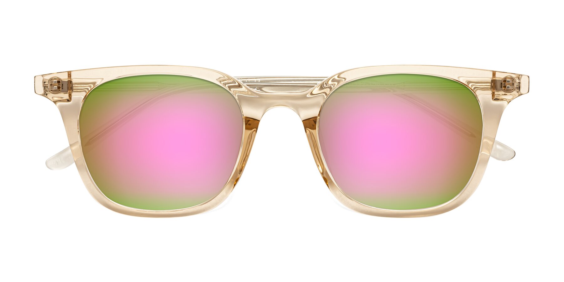 Folded Front of Gemini in Champagne with Pink Mirrored Lenses