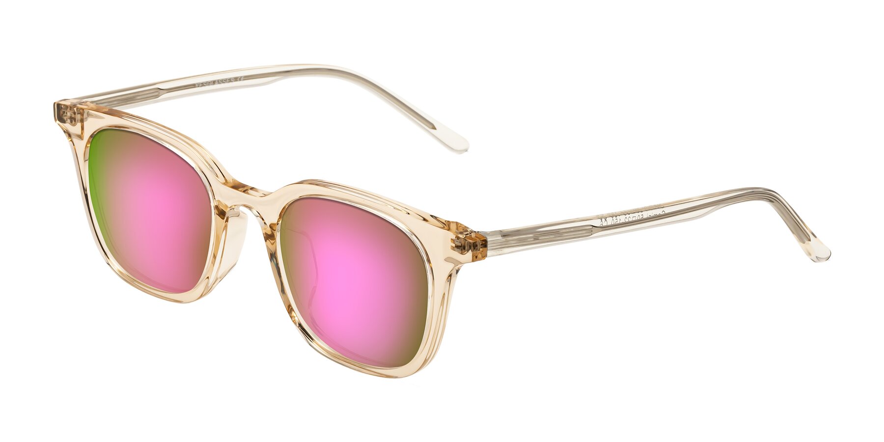 Angle of Gemini in Champagne with Pink Mirrored Lenses