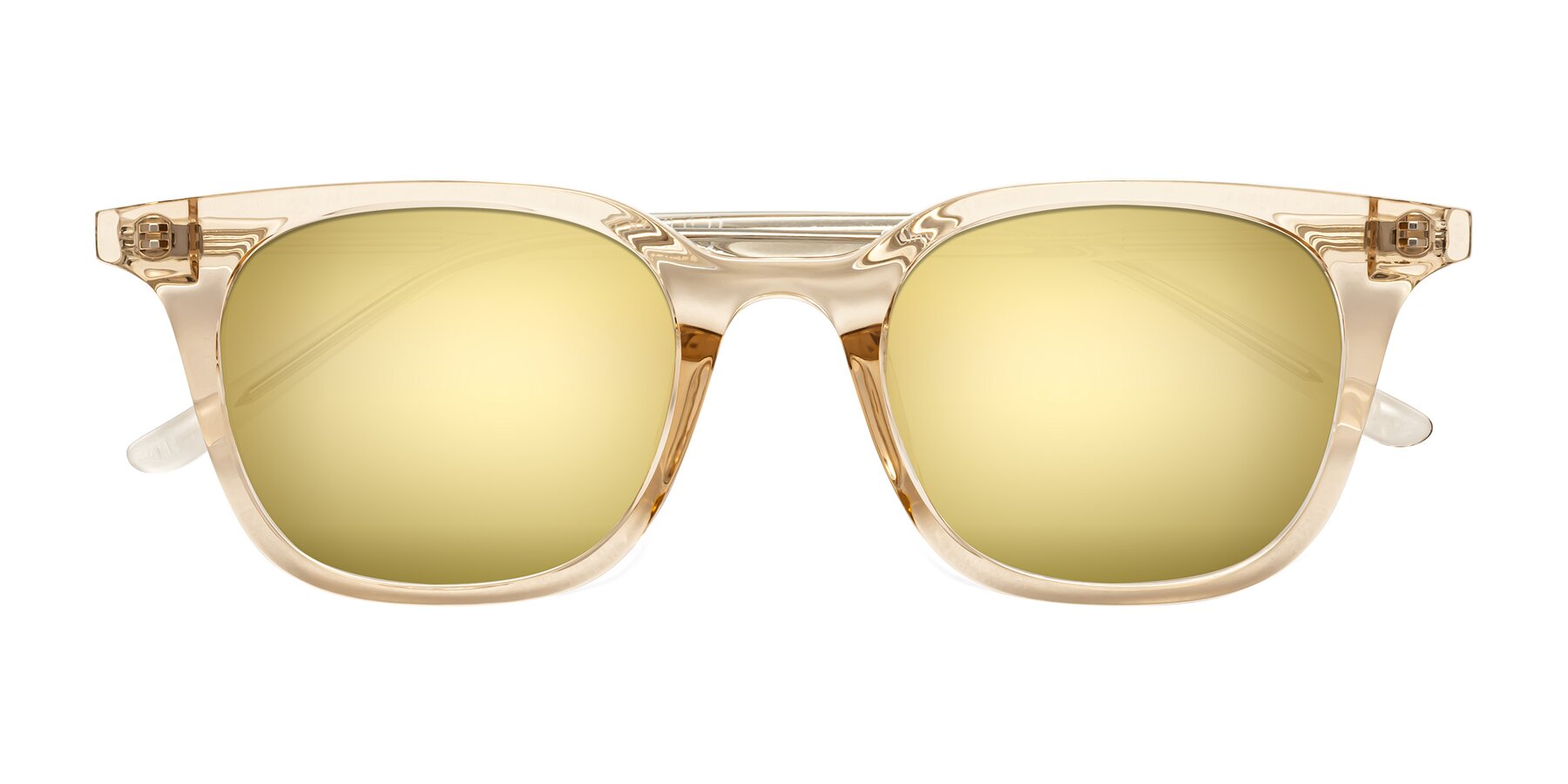 Folded Front of Gemini in Champagne with Gold Mirrored Lenses
