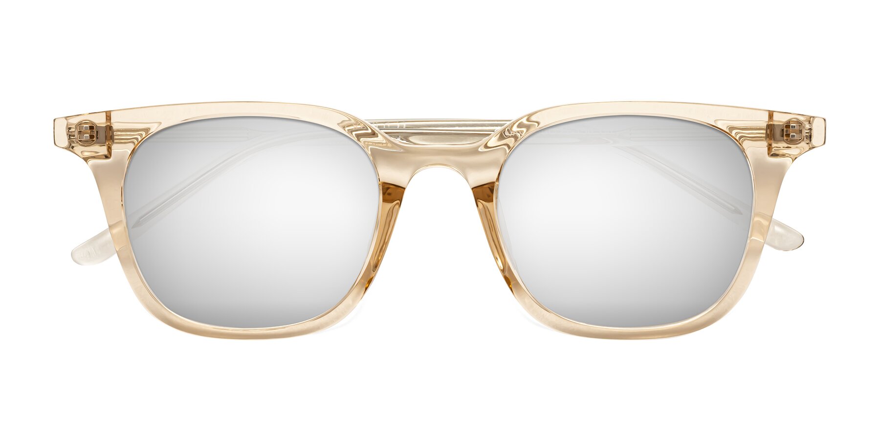 Folded Front of Gemini in Champagne with Silver Mirrored Lenses