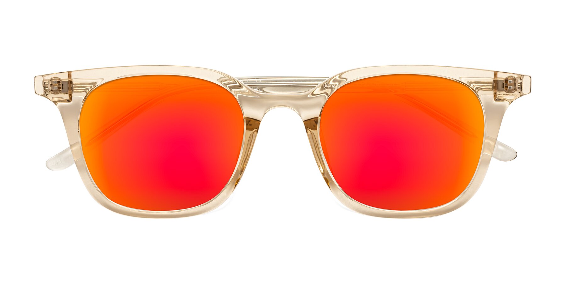 Folded Front of Gemini in Champagne with Red Gold Mirrored Lenses