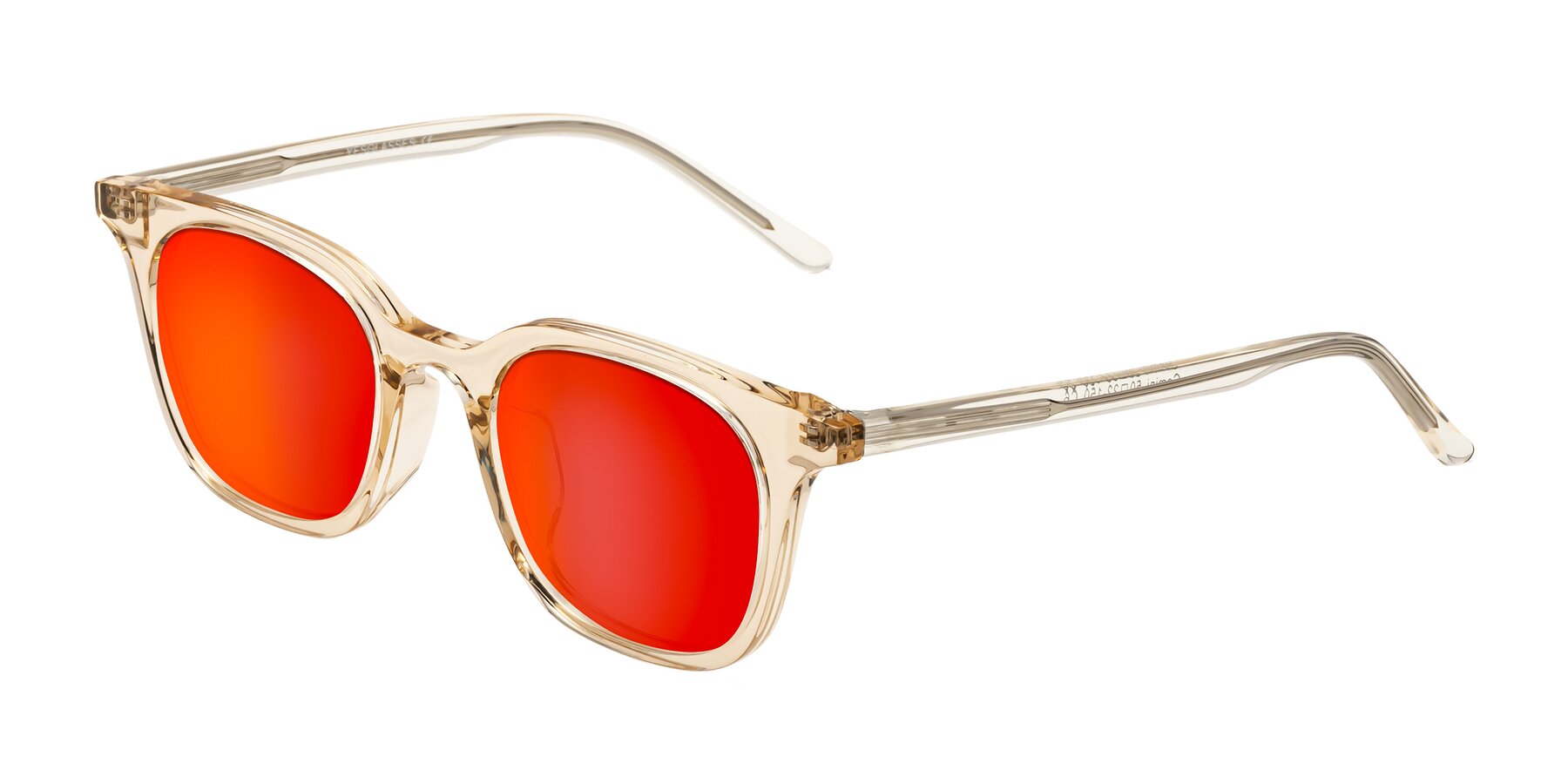 Angle of Gemini in Champagne with Red Gold Mirrored Lenses