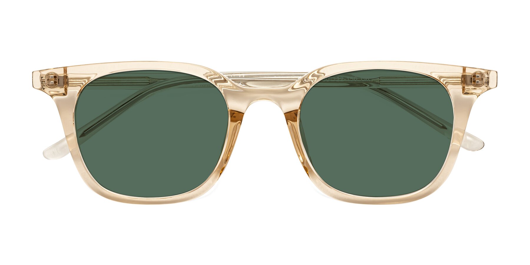 Folded Front of Gemini in Champagne with Green Polarized Lenses