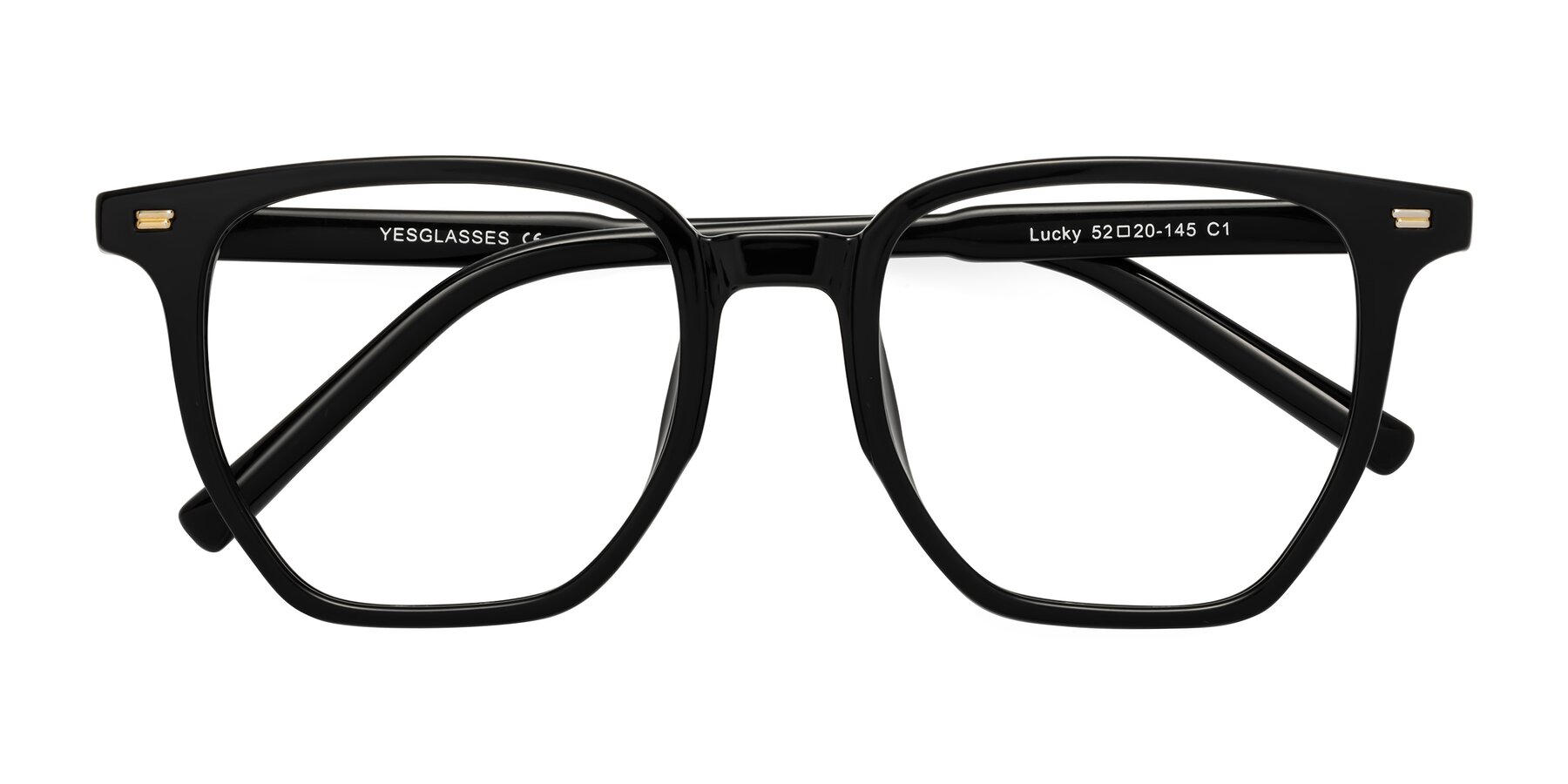 Folded Front of Lucky in Black with Clear Reading Eyeglass Lenses