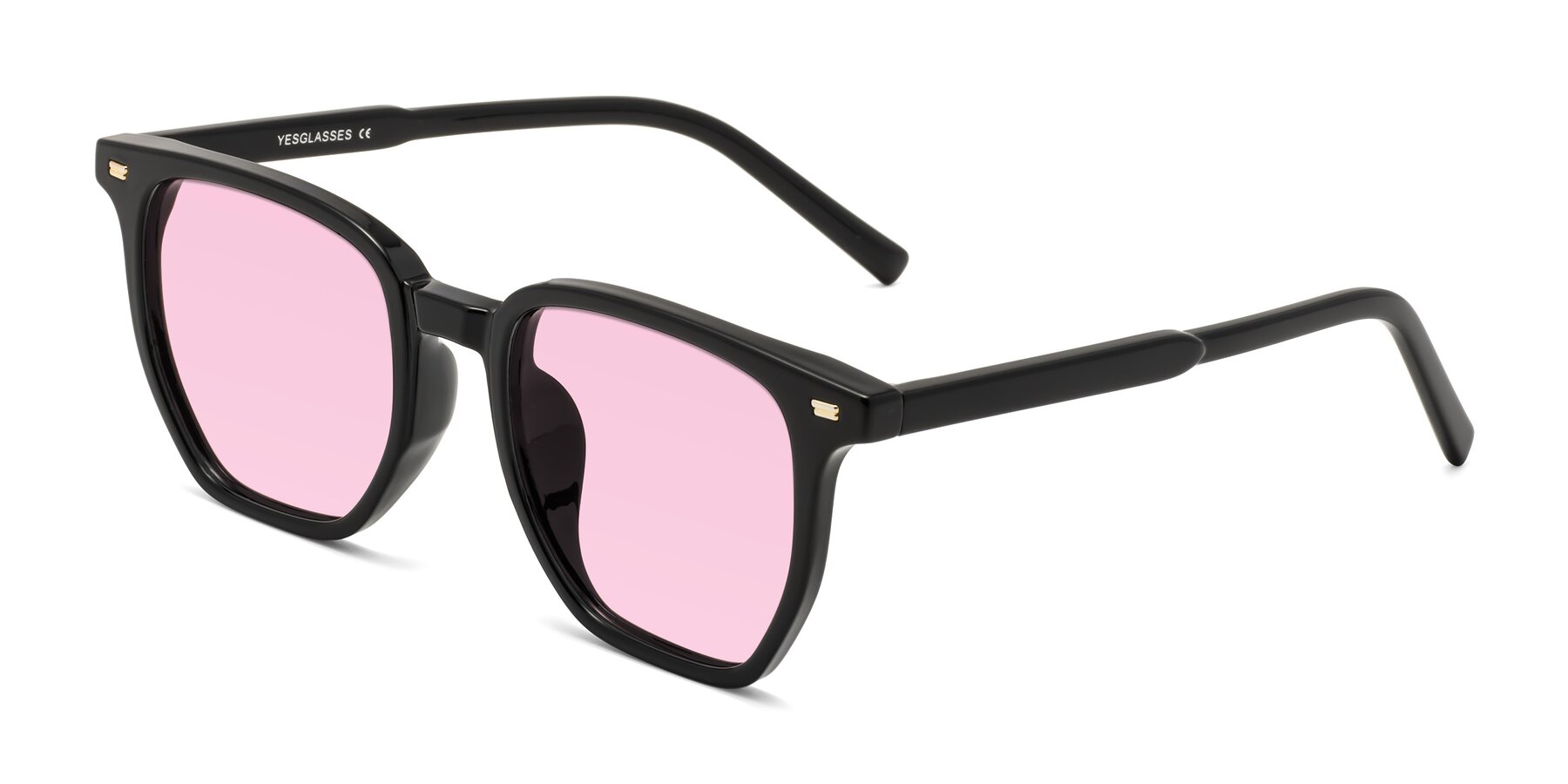 Angle of Lucky in Black with Light Pink Tinted Lenses