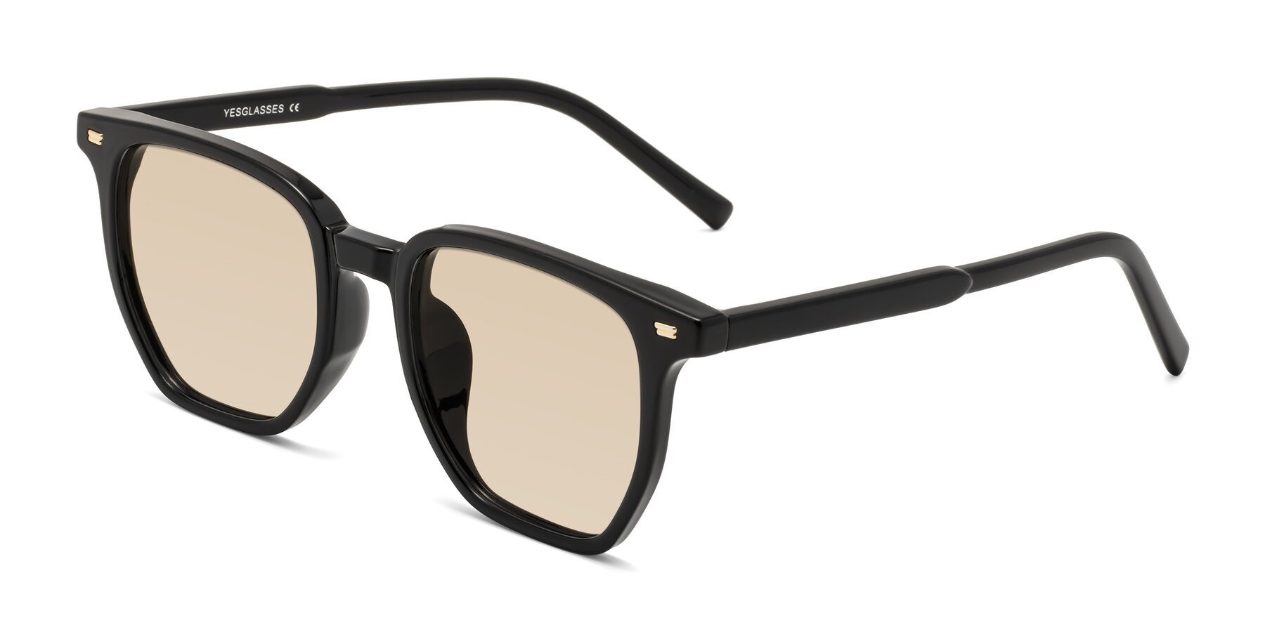 Angle of Lucky in Black with Light Brown Tinted Lenses